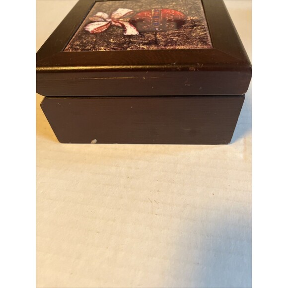 Cypress Home Christmas Deluxe Absorbant Ceramic 4-Coaster Wooden Box Set Cork - Picture 5 of 15